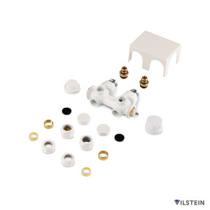 VILSTEIN Heizkörperanschluss, Multiblock für Bad-Heizkörper, Universal, Mittelanschluss, Weiß