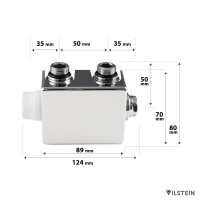 VILSTEIN Heizkörperanschluss, Multiblock für Badheizkörper, Universal, Mittelanschluss, Chrom