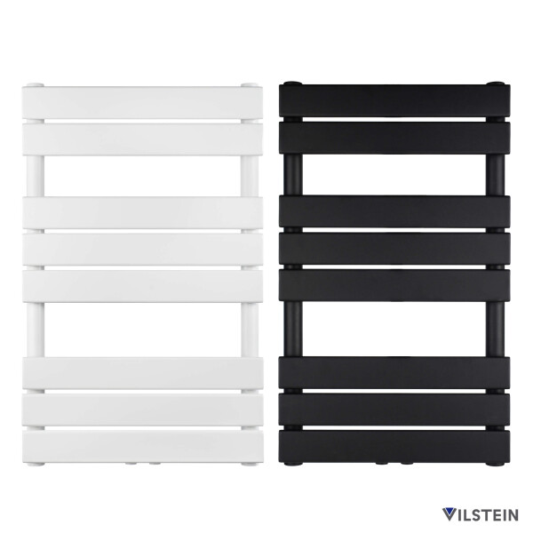 VILSTEIN Badheizkörper Mittelanschluss, Seitenanschluss, Paneel-Heizkörper, Schwarz, 800 x 500 mm