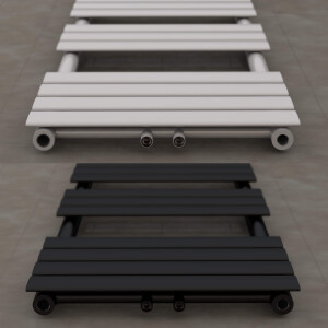 VILSTEIN Badheizkörper Mittelanschluss, Seitenanschluss, Paneel-Heizkörper, Schwarz, 800 x 500 mm