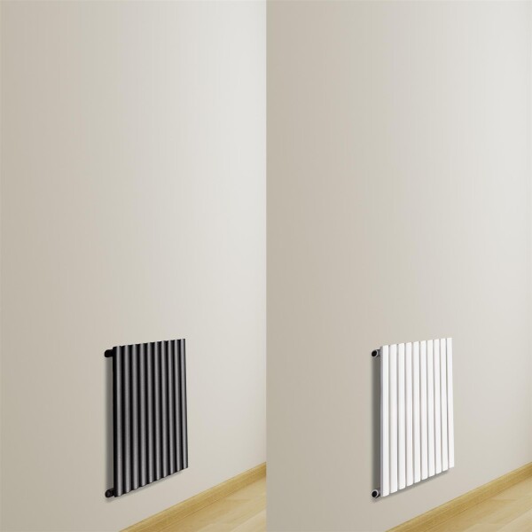 VILSTEIN Heizkörper Klein - 60 x 60 cm | Flacher Design Handtuchheizkörper, Mittelanschluss, Seitenanschluss, Weiß