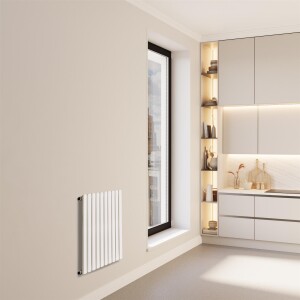 VILSTEIN Heizkörper Klein - 60 x 60 cm | Flacher Design Handtuchheizkörper, Mittelanschluss, Seitenanschluss, Weiß