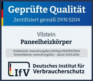 VILSTEIN Heizkörper Klein - 60 x 60 cm | Flacher Design Handtuchheizkörper, Mittelanschluss, Seitenanschluss, Weiß