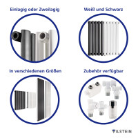 VILSTEIN Heizkörper Klein - 60 x 60 cm | Flacher Design Handtuchheizkörper, Mittelanschluss, Seitenanschluss, Weiß