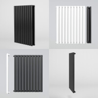 VILSTEIN Heizkörper Klein - 60 x 60 cm | Flacher Design Handtuchheizkörper, Mittelanschluss, Seitenanschluss, Weiß