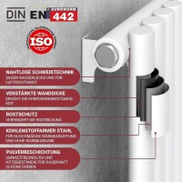 VILSTEIN Heizkörper Klein - 60 x 60 cm | Flacher Design Handtuchheizkörper, Mittelanschluss, Seitenanschluss, Weiß