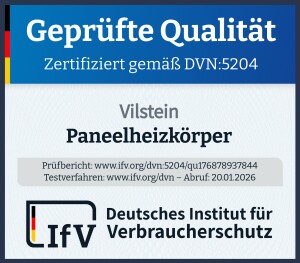 VILSTEIN Paneelheizkörper, Mittelanschluss und Seitenanschluss, Zweilagig Weiß,1600 x 480 mm