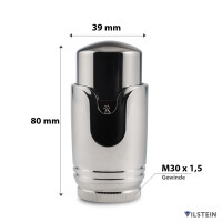 VILSTEIN Thermostatkopf, Thermostat für Badheizkörper, Ventil-Aufsatz, Chrom