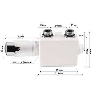 VILSTEIN Thermostatkopf, Thermostat für Bad Heizkörper, Ventilaufsatz Weiß