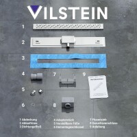 VILSTEIN© Duschrinne mit Siphon Boden- und Duschablauf Kreise 100 cm