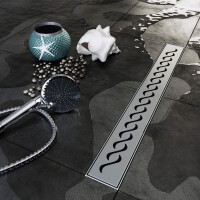 VILSTEIN© Duschrinne mit Siphon Boden- und Duschablauf Kurze Wellen90 cm