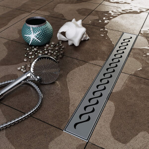 VILSTEIN© Duschrinne mit Siphon Boden- und Duschablauf Kurze Wellen40 cm