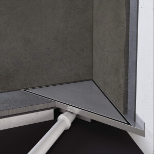 VILSTEIN© Duschrinne mit Siphon Boden- und Duschablauf Dreieckig Randablauf 20 x 20 cm