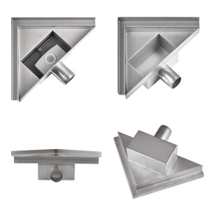 VILSTEIN© Duschrinne mit Siphon Boden- und Duschablauf Dreieckig Randablauf 20 x 20 cm