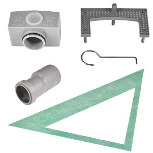 VILSTEIN© Duschrinne mit Siphon Boden- und Duschablauf Dreieckig Randablauf 20 x 20 cm