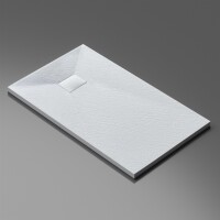 VILSTEIN Duschwanne, Antirutsch Duschtasse, flach, Steinoptik, Steinmuster 140 x 80 x 3 cm, Weiß