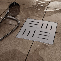 VILSTEIN© Duschrinne mit Siphon Boden- und Duschablauf Quadratisch Schlitze