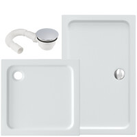 VILSTEIN Duschwanne Duschtasse Acryl Flach Acrylwanne Brausewanne Ablaufgarnitur