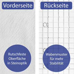 VILSTEIN Duschwanne, flach, Steinoptik, inkl. Siphon & Edelstahl Abdeckung