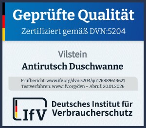 VILSTEIN Duschwanne, Antirutsch, flach, Steinoptik, inkl. Siphon, 120 x 90 x 3 cm, Schwarz