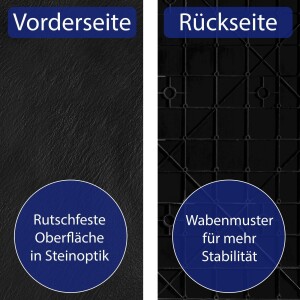 VILSTEIN Duschwanne, Antirutsch, flach, Steinoptik, inkl. Siphon, 120 x 90 x 3 cm, Schwarz