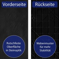 VILSTEIN Duschwanne, Antirutsch, flach, Steinoptik, inkl. Siphon, 120 x 90 x 3 cm, Schwarz
