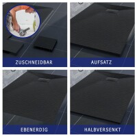 VILSTEIN Duschwanne, Antirutsch, flach, Steinoptik, inkl. Siphon, 120 x 90 x 3 cm, Schwarz