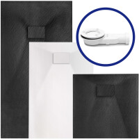 VILSTEIN Duschwanne, Antirutsch, flach, Steinoptik, inkl. Siphon, 90 x 90 x 3 cm , Schwarz
