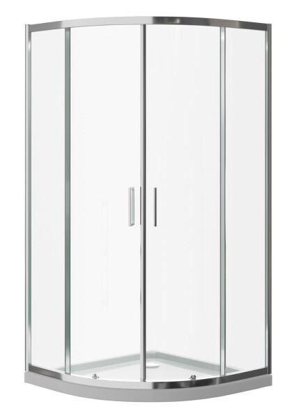 VILSTEIN Duschkabine, Aluminiumprofile, Glas, Schiebetüren, Rund, 90 x 90 cm