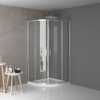 VILSTEIN Duschkabine, Aluminiumprofile, Glas, Schiebetüren, Rund, 90 x 90 cm
