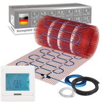 VILSTEIN© Elektrische Fußbodenheizung 150W/m² TWIN Technologie Elektro Komplett-Set - 12m² - 24m