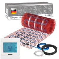 VILSTEIN© Elektrische Fußbodenheizung 150W/m² TWIN Technologie Elektro Komplett-Set - 8m² - 16m