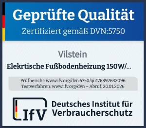 VILSTEIN Elektrische Fußbodenheizung | Heizmatte mit 150W Leistung |  0,5m breit| 7m²- 14m lang