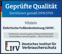 VILSTEIN Elektrische Fußbodenheizung | Heizmatte mit 150W Leistung |  0,5m breit| 7m²- 14m lang