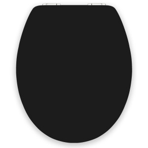VILSTEIN WC Sitz, Absenkautomatik, Metall Scharniere, hochwertige Qualität, MDF, Schwarz, Hochglanz