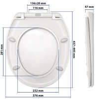 VILSTEIN WC Sitz mit Absenkautomatik, Quickrelease, hochwertige Qualität aus Duroplast, Weiß