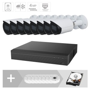 GOLIATH IP Kamera Set| 8 x 4 MP | 2.8 mm | 30m IR | App |Starlight | Maskierung | IP67 | PoE Set