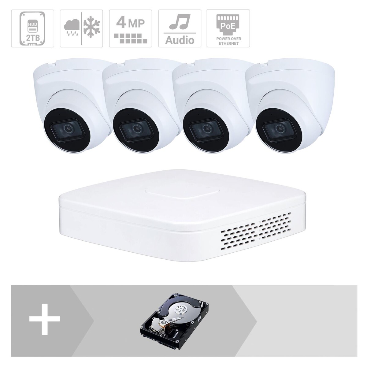 GOLIATH IP Dome Kamera Set |  4x4 MP | 2.8 mm | 30m IR |...