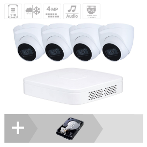 GOLIATH IP Dome Kamera Set |  4x4 MP | 2.8 mm | 30m IR | App | Mikrofon | Starlight | IP67 | PoE Set