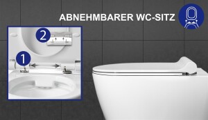 VILSTEIN Wand WC | Spülrandloses Hänge WC | Tiefspüler Toilette inkl. Sitz mit Softclose | Quickrelease