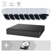 GOLIATH IP Dome Kamera Set | 8 x 4 MP | 2.8 mm | 30m IR | App | Starlight | Maskierung | PoE Set