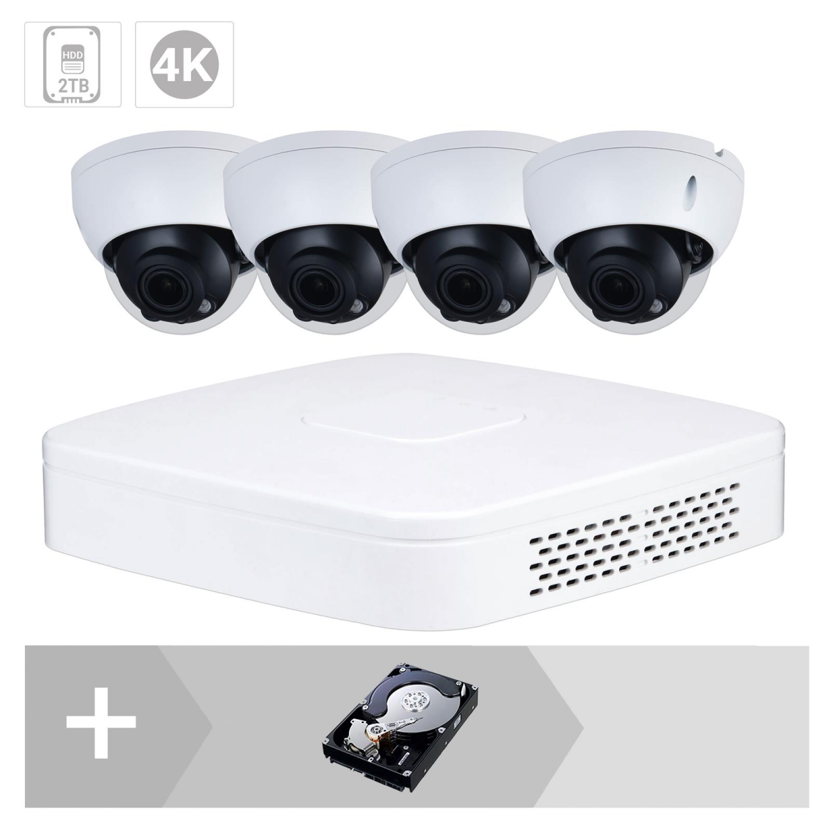 GOLIATH IP Dome Kamera Set| 4 x 8 MP | Motorzoom | 40m IR...