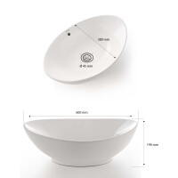 VILSTEIN© Keramik Waschbecken Aufsatzwaschbecken Waschtisch oval weiß 60 cm