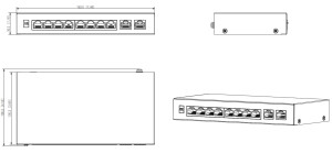 GOLIATH 8-Port PoE Switch | +2 Base-T/X Port | 10/100/1000 Mbps |  Max 30W/Port | Gesamtleistung 96W