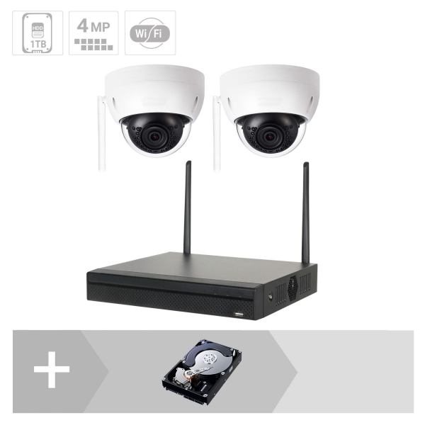 GOLIATH IP WLAN Dome Kamera Set | 2x4 MP | 2.8 mm | 30m IR | App | Metall | IP67 | IK10 | WiFi Set