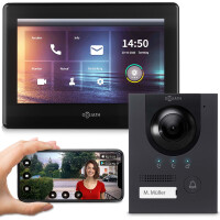 GOLIATH PRO 2-Draht BUS Videoprechanlage | App | Anthrazit | 1 Fam. | 7" | Unterputz | 180°