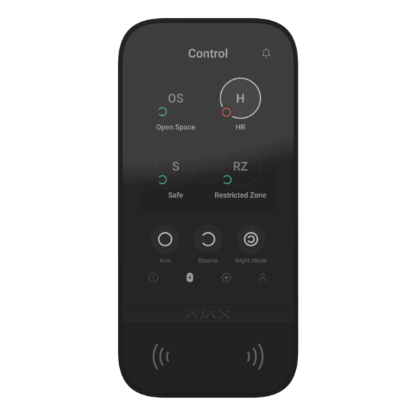 AJAX | Bedienteil | Touchscreen | Autorisierung per Tag + Code + Smartphone | Schwarz | Keypad Touch