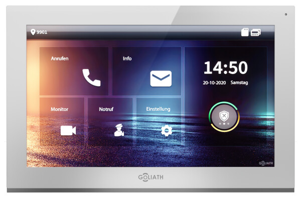 GOLIATH Hybrid IP Video Türsprechanlage | 10 Zoll HD Monitor | Smartphone App | 8GB + PoE | Weiß