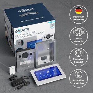 GOLIATH Basic 2-Draht BUS Video Türsprechanlage | FullHD | App | 150° | 1 Familie | Silber/Weiß | Unterputz