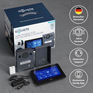 GOLIATH Basic 2-Draht BUS Türsprechanlage | FullHD | App | 150° | 1 Fam | Anthrazit/Schwarz | Aufputz